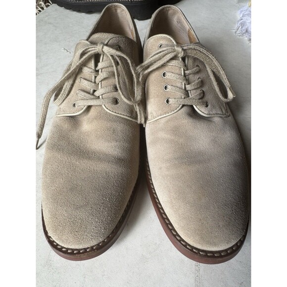 Land's End Sandstone Bucks Lace-Up Oxford Size 10D Suede Shoes Leather Red‎ Sole - Picture 1 of 4